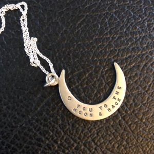 Love you to the moon and back silver necklace